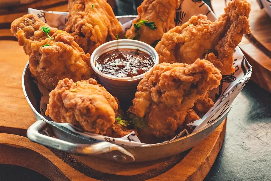 Golden fried chicken in a basket
