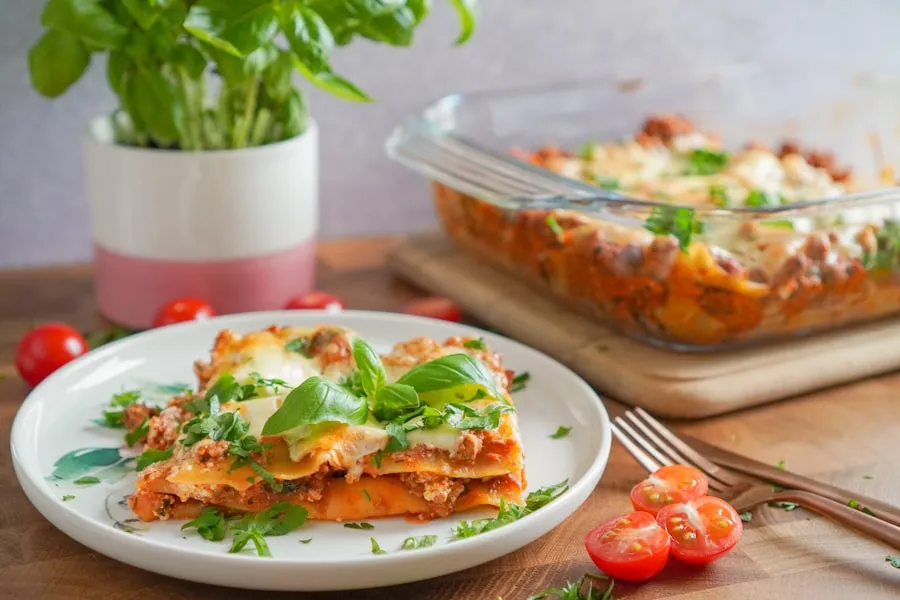 Premium lasagna baked low and slow